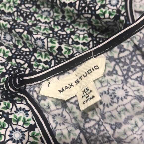 MAX STUDIO FIT & FLARE SLEEVELESS SHEATH GEO LEAF ROSETTE PATTERN KEYHOLE XS - Picture 6 of 9